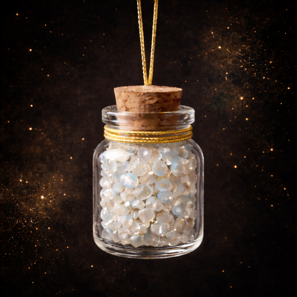 Lunar Flow | Rainbow Moonstone Crystal Wish Jar
