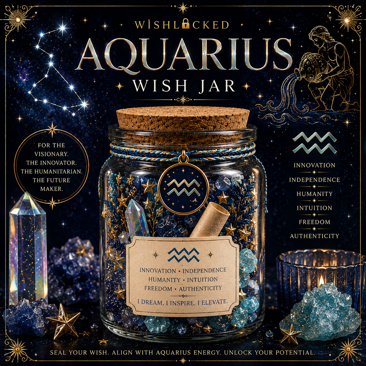 Aquarius Zodiac Wish Jar