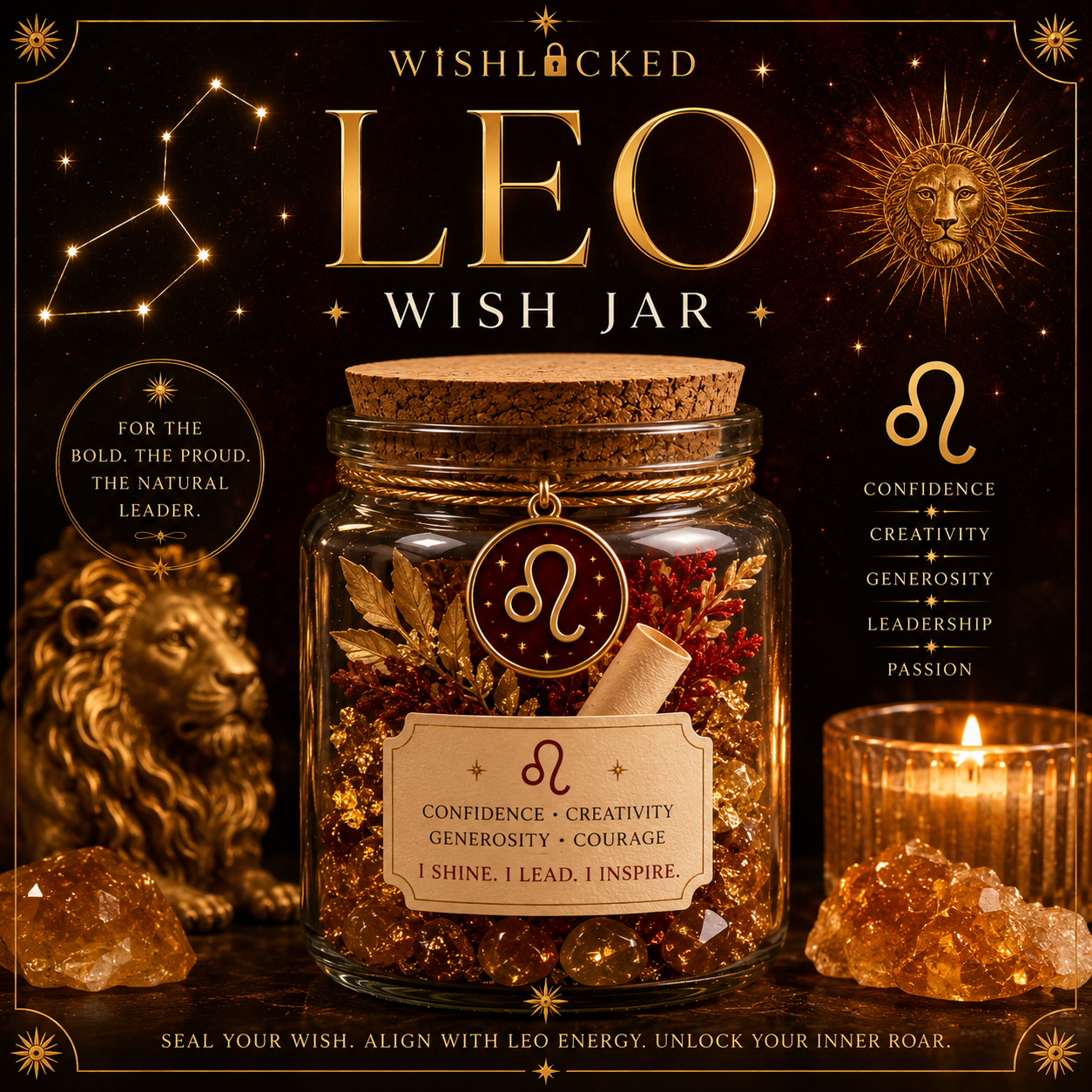 Leo Zodiac Wish Jar